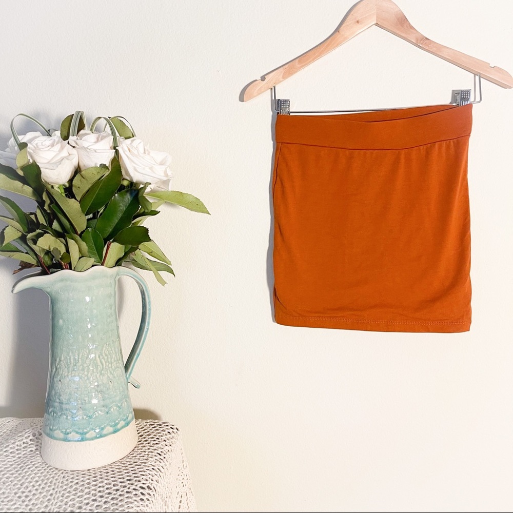 Forever 21 Copper Orange Mini Stretchy Skirt